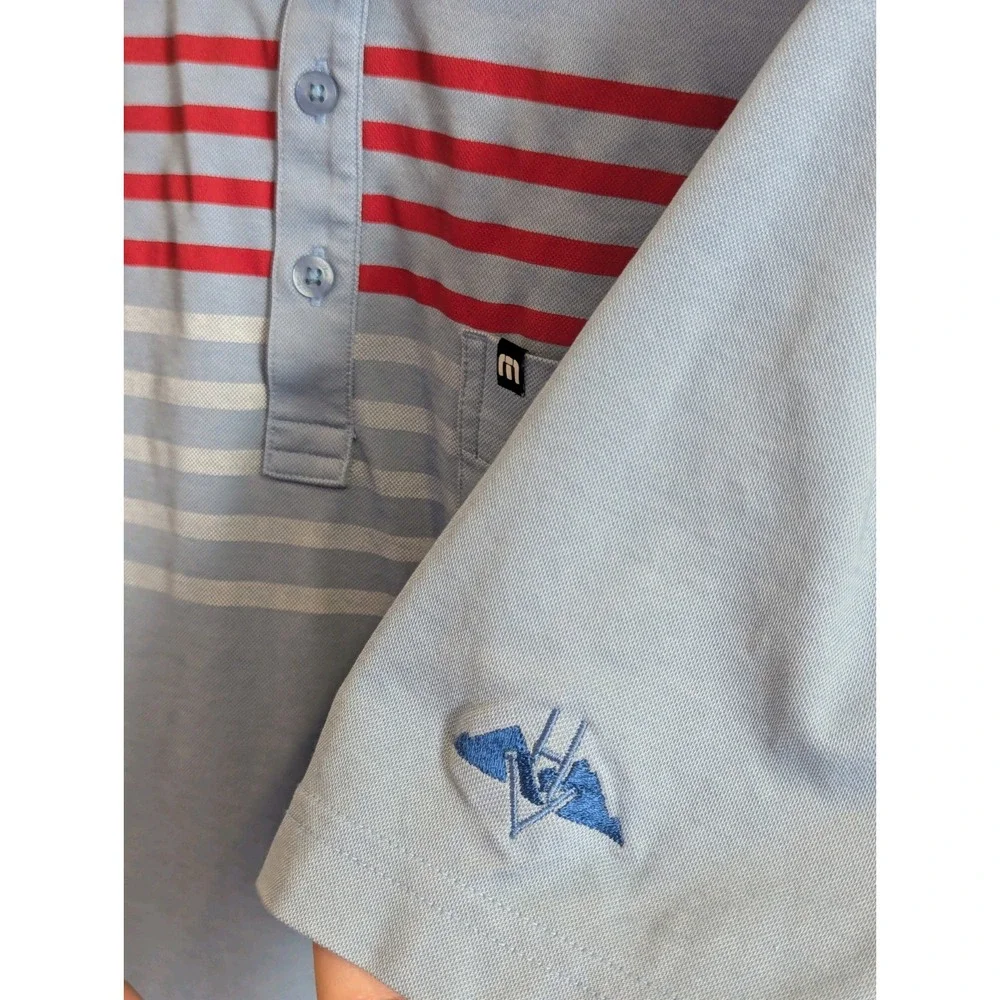 Travis Matthew Polo Mens Medium Blue Striped‎ Short Sleeve Performance Golf - Picture 5 of 5